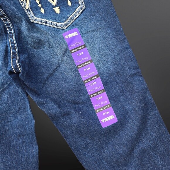 Y2K Deadstock Bootcut Jeans Rock & Roll Denim Size 27 Dark Wash Mid Rise - Picture 4 of 12